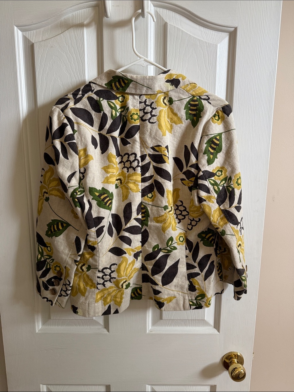 🌸Banana Republic: Floral Linen-Blend Blazer in Yellow, Brown & Green - Picture 6 of 7